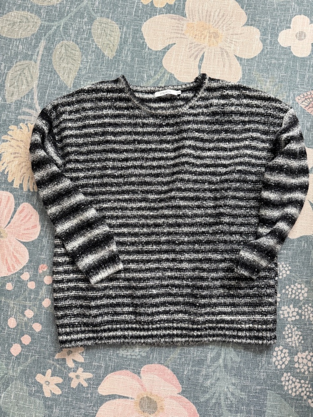 Oversized Striped Black & Gray Knit Sweater